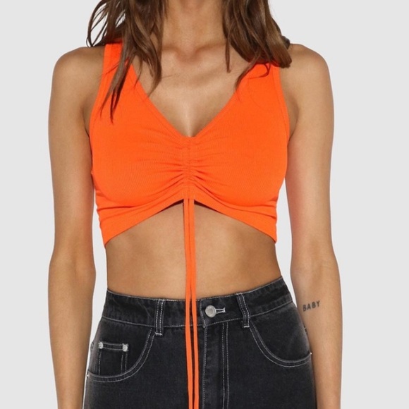 BY DLYN Orange Ruched Crop Top - Picture 5 of 5